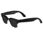 [gallery] DJZ663 AI smart glasses — front view on black, tinted lenses