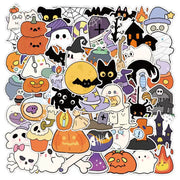 [gallery] Cute cartoon Halloween sticker collection — pumpkins, ghosts, bats, and haunted houses