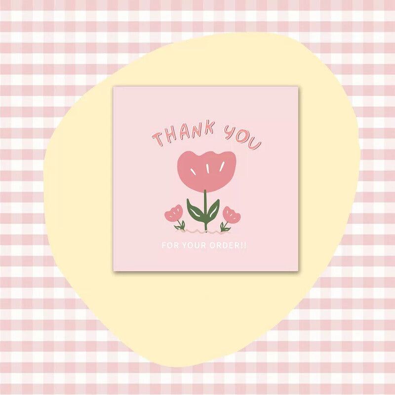 Pink Tulip Order mini thank-you card design