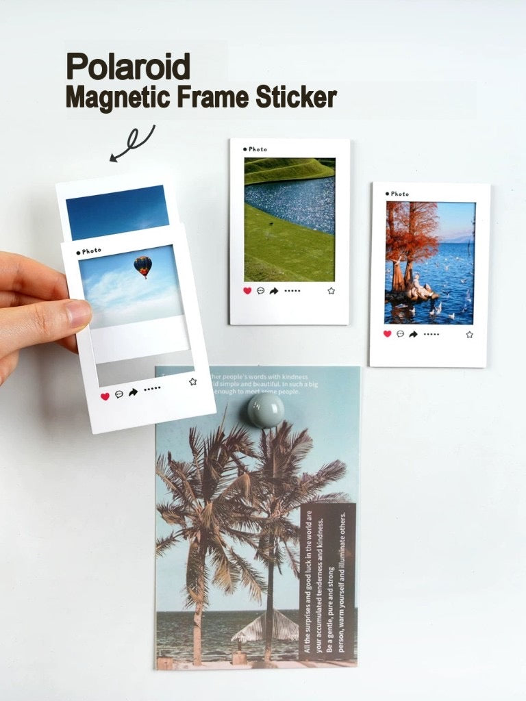 ELFINBOOK magnetic instant-style frames being placed on a metal surface