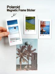 [gallery] ELFINBOOK magnetic instant-style frames being placed on a metal surface