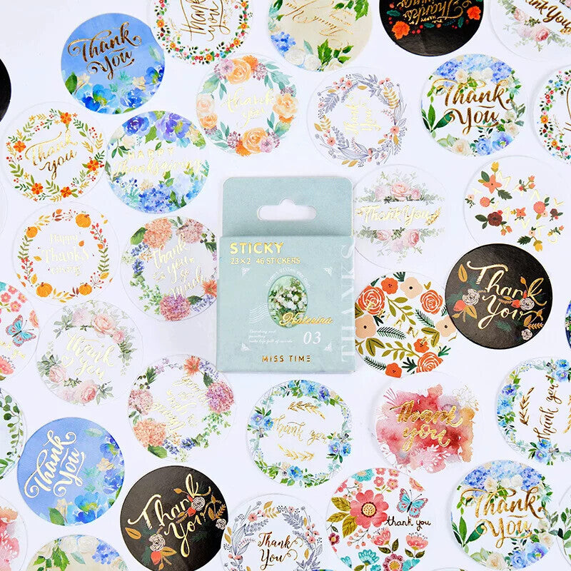Blue watercolor wreath thank-you sealing stickers