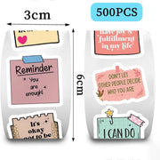 [detail] Sticker roll dimensions and 500-piece pack
