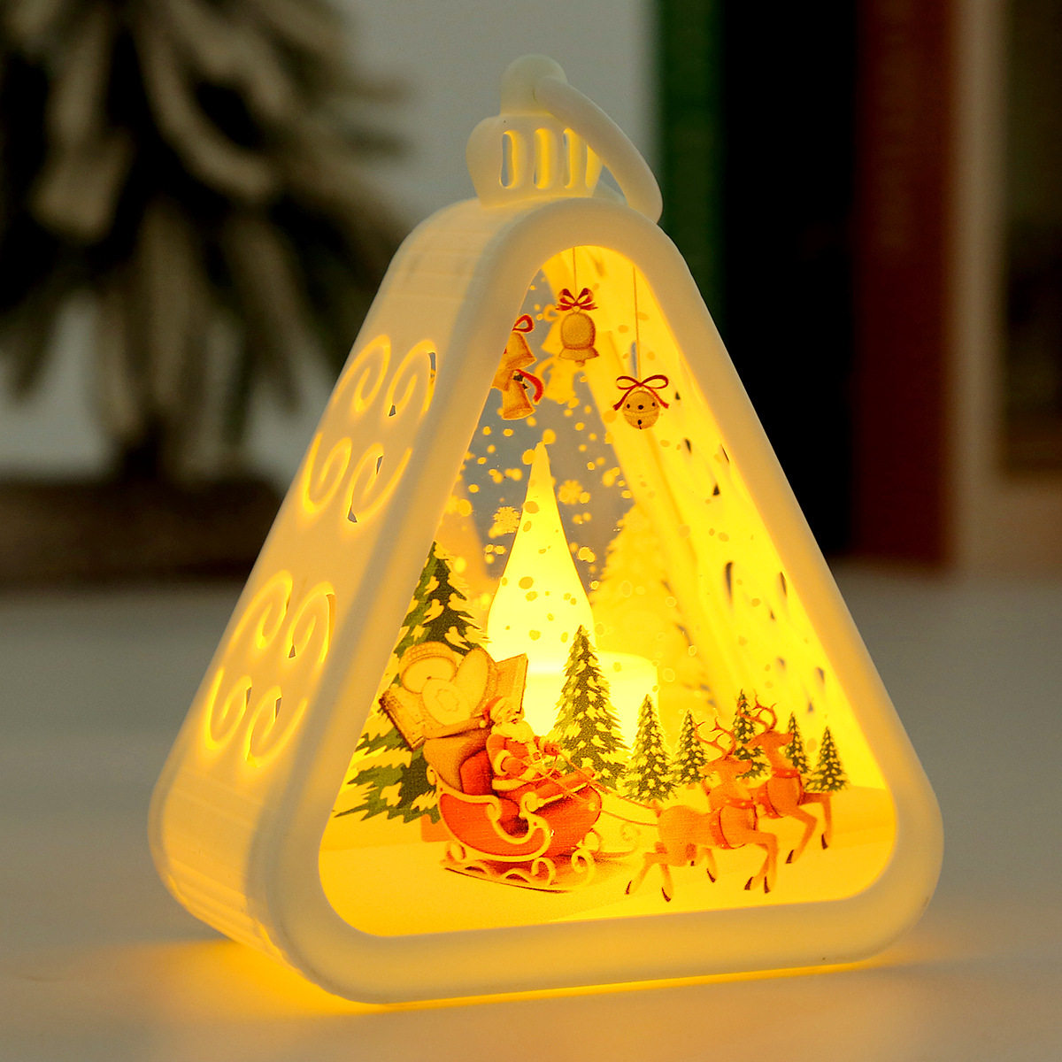 Christmas Retro LED Lantern — White · Reindeer