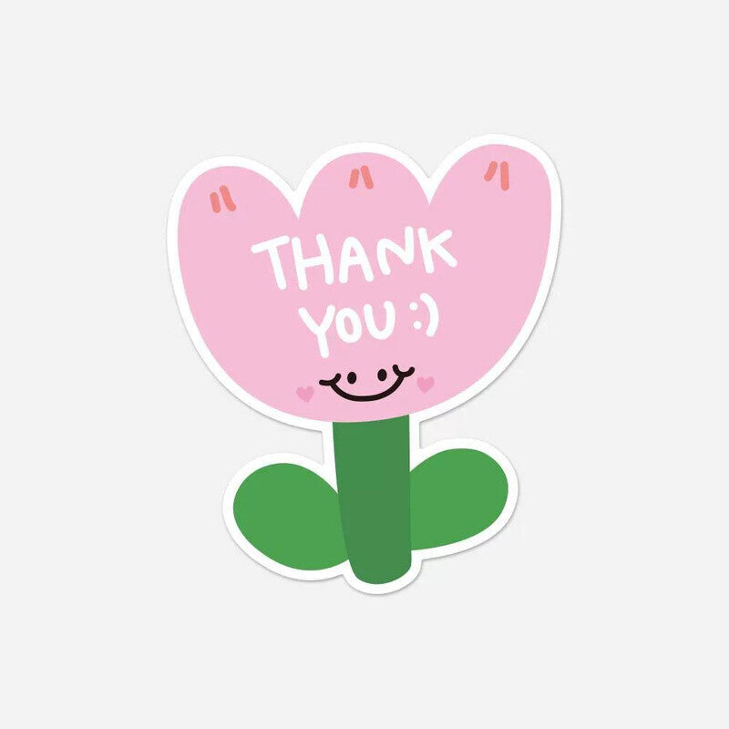 Pink flower thank-you card