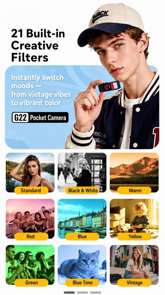 [detail] G22 pocket camera — 21 built-in creative filters with sample looks