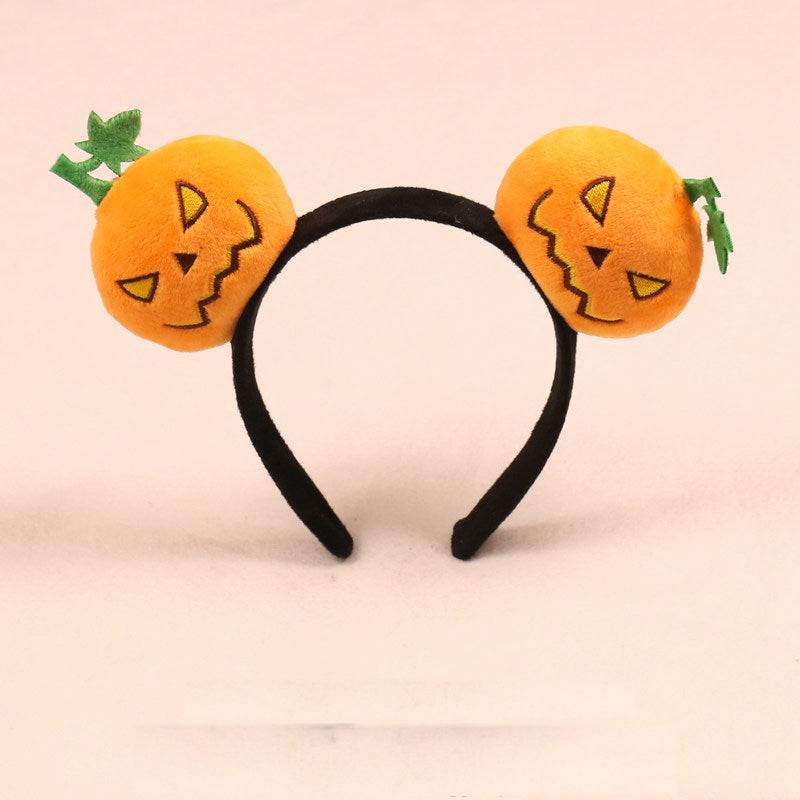 Halloween party headband — Twin pumpkins · yellow eyes