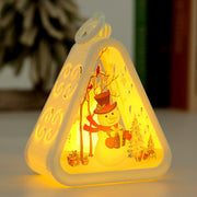 [variant] Christmas Retro LED Lantern — White · Snowman