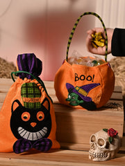 [gallery] Halloween plush candy bags — green and purple trick-or-treat styles