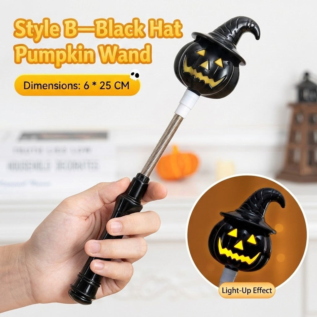 Style B — black-hat pumpkin wand with light-up effect
