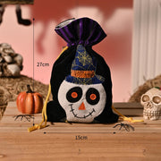 [variant] Halloween Plush Candy Bag — Black skull drawstring