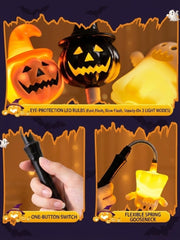[gallery] Halloween pumpkin lantern wand — 3 LED modes, one-button switch, flexible spring gooseneck