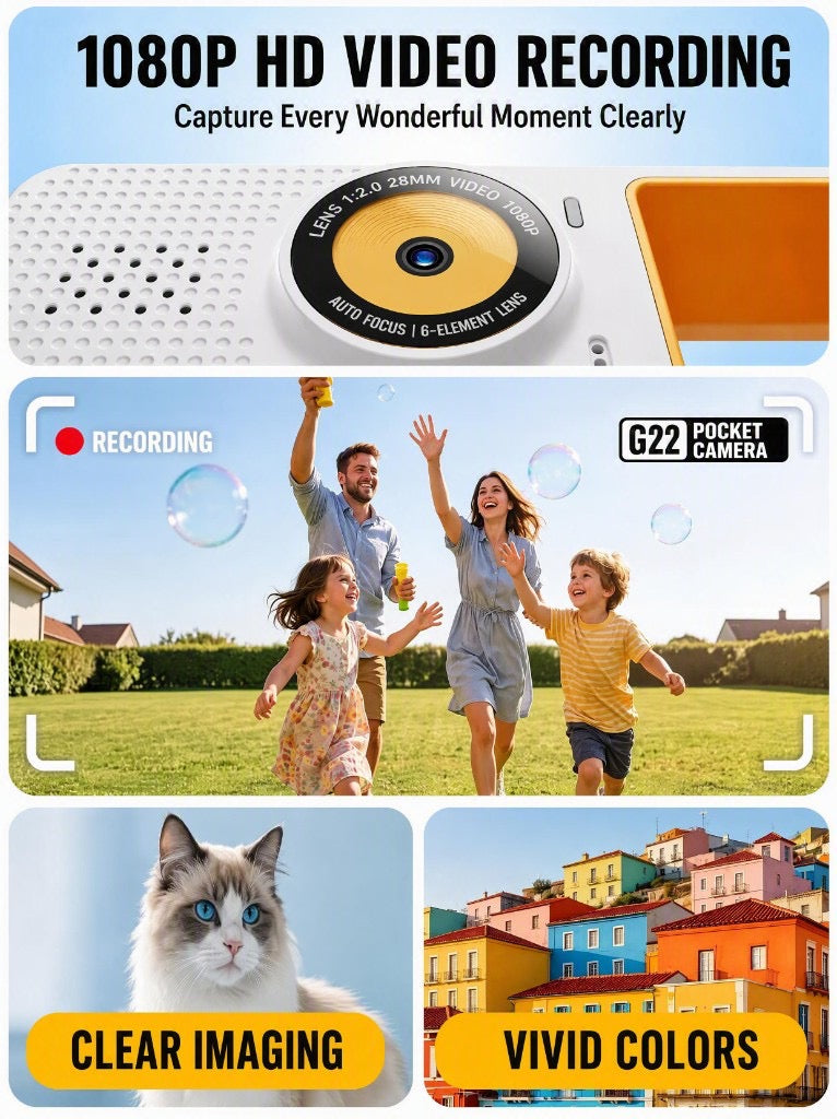 G22 pocket camera — 1080P HD video recording, clear imaging, and vivid colors