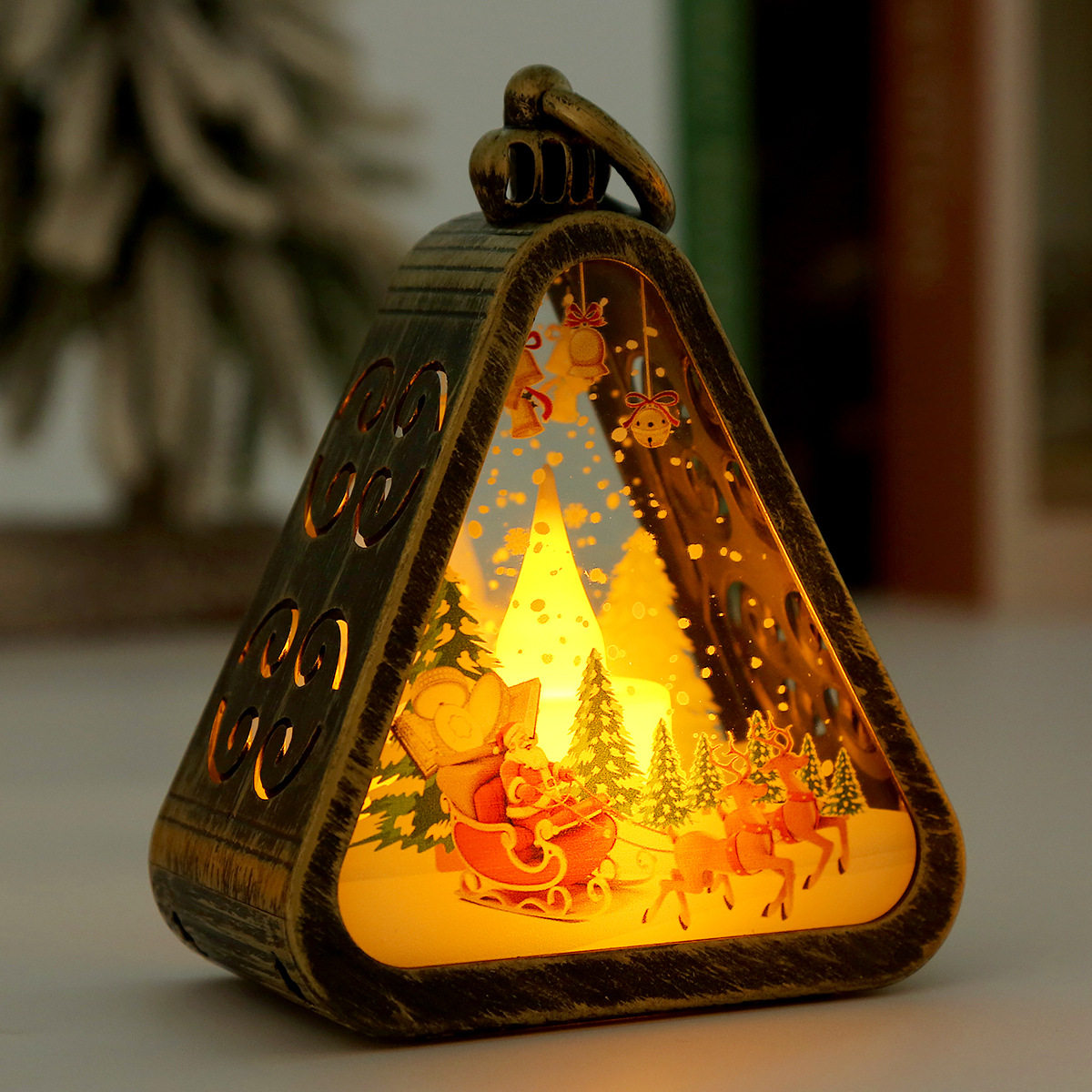Christmas Retro LED Lantern — Antique bronze · Reindeer