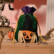 [variant] Halloween Plush Candy Bag — Green pumpkin drawstring