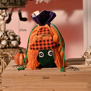 [variant] Halloween Plush Candy Bag — Orange witch drawstring
