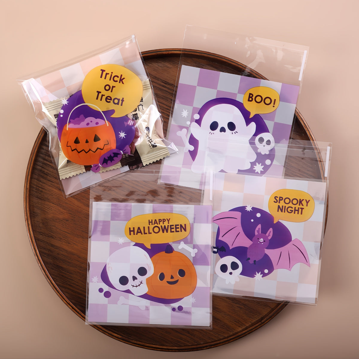 Halloween Cartoon Treat Bags — Purple Pumpkin mix