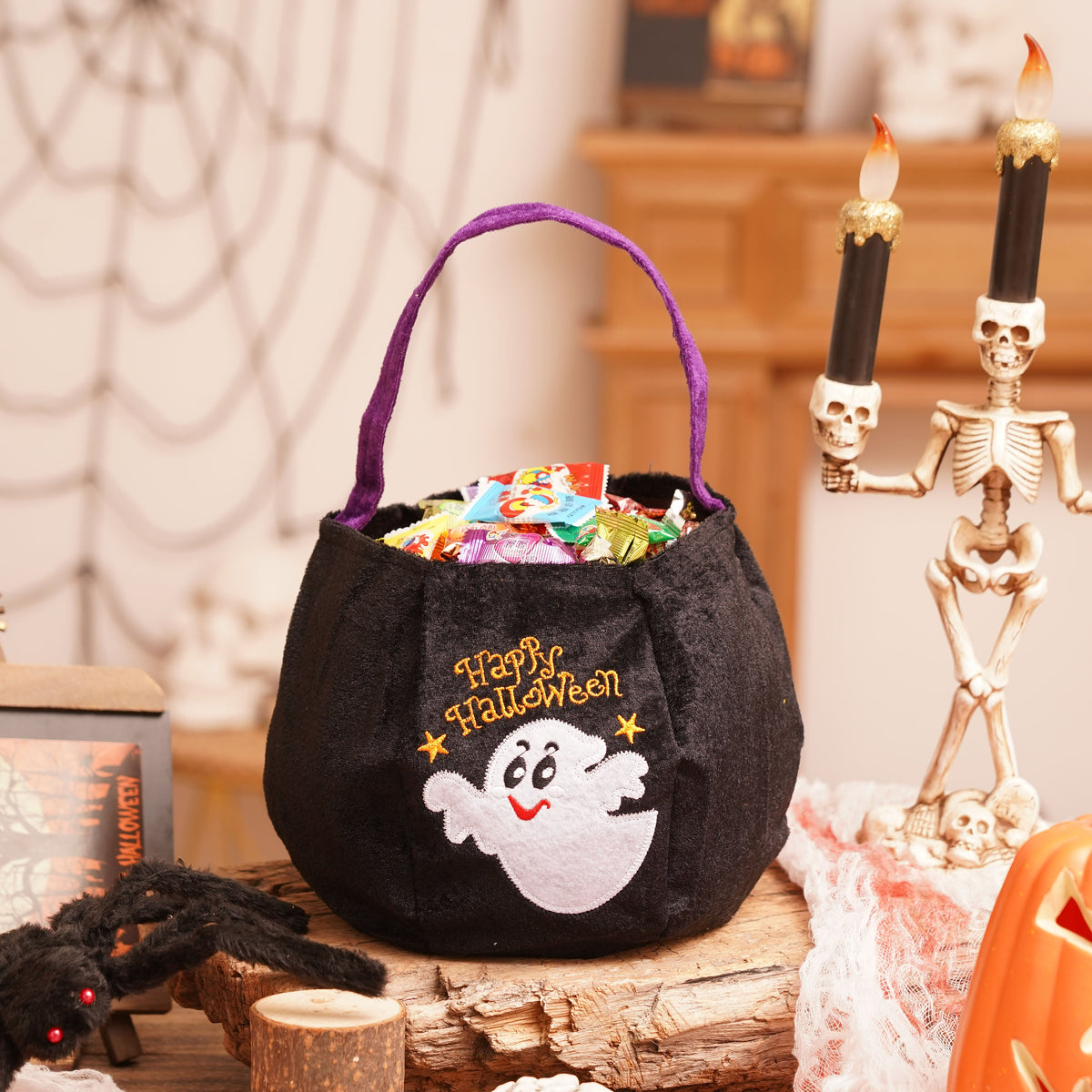 Halloween Plush Candy Bag — Black ghost bag