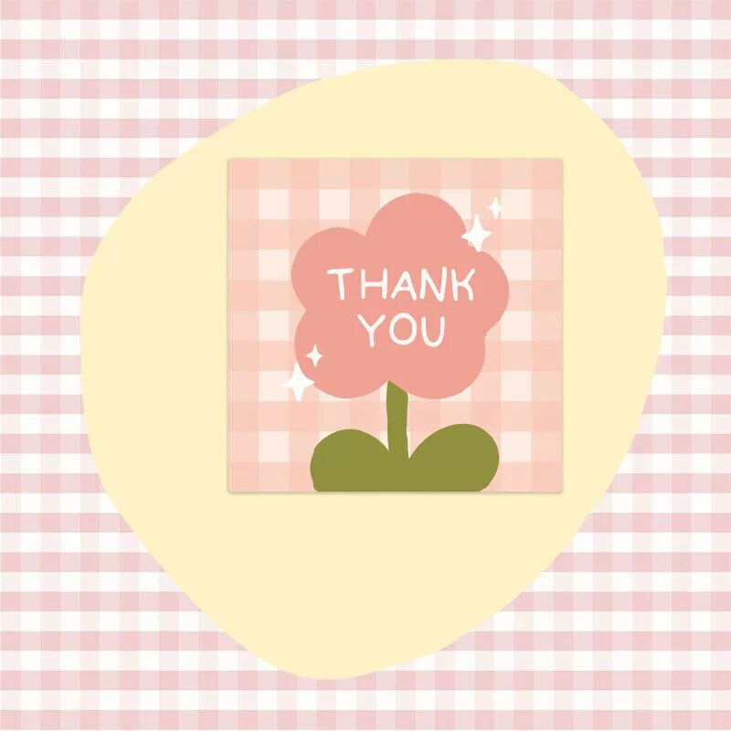 Gingham Flower Thanks mini thank-you card design