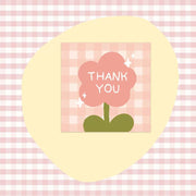 [variant] Gingham Flower Thanks mini thank-you card design
