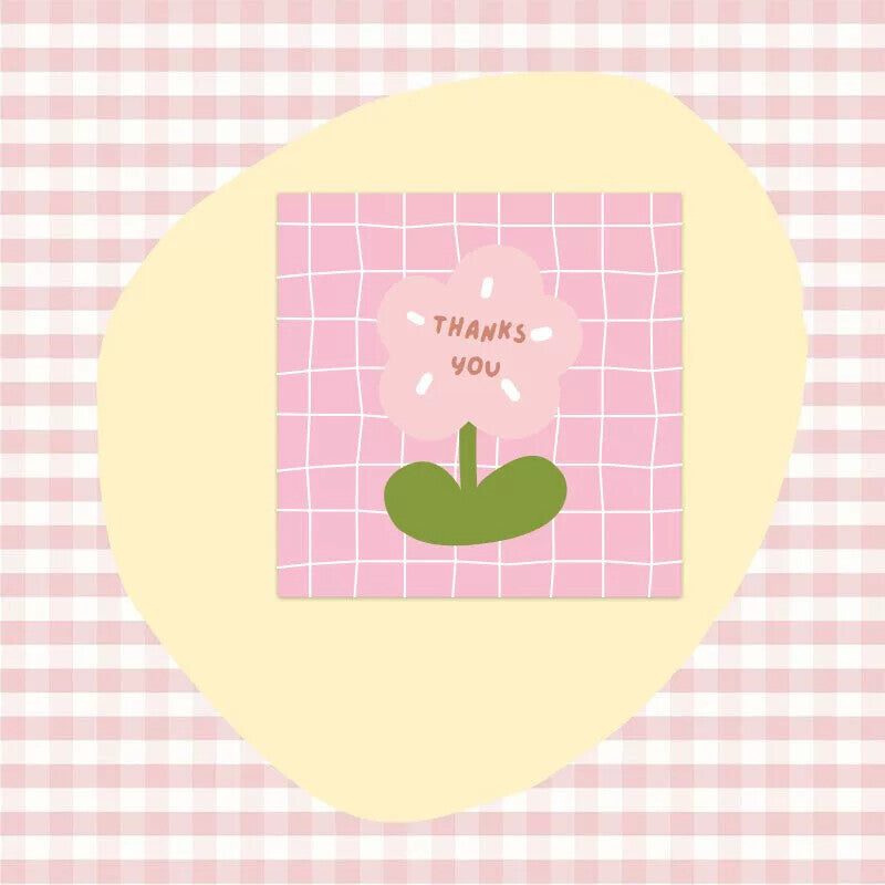 Pink Grid Thanks mini thank-you card design