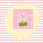 [variant] Pink Grid Thanks mini thank-you card design