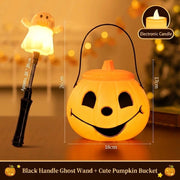 [variant] Black-handle ghost wand + cute pumpkin bucket with electronic candle