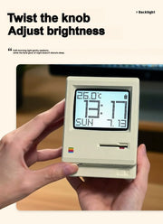 [detail] Maclock retro desk clock — twist knob to adjust backlight brightness