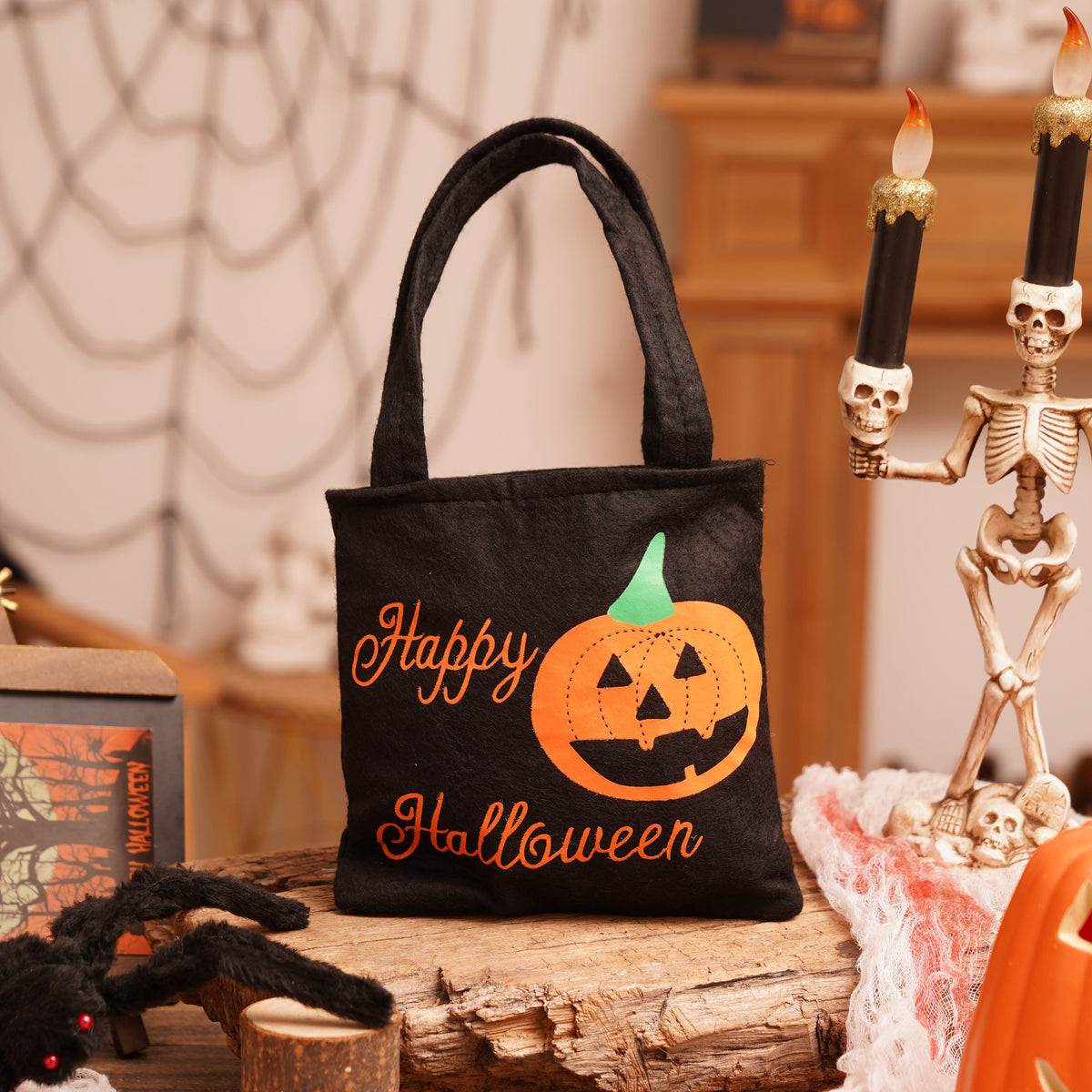 Halloween Plush Candy Bag — Pumpkin square bag
