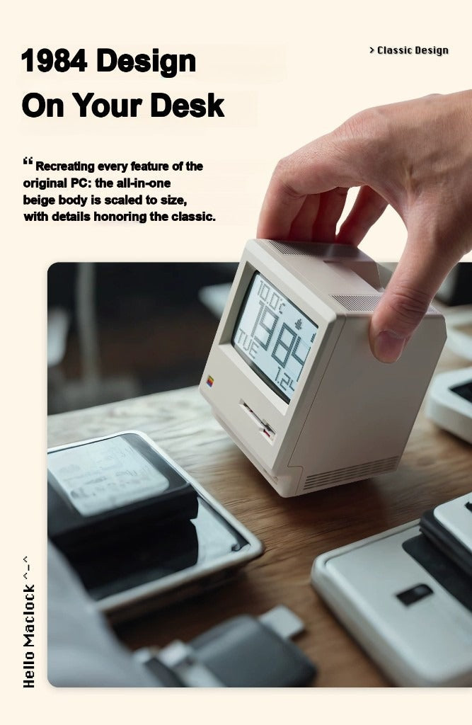 [detail] Maclock retro desk clock — 1984 design on your desk