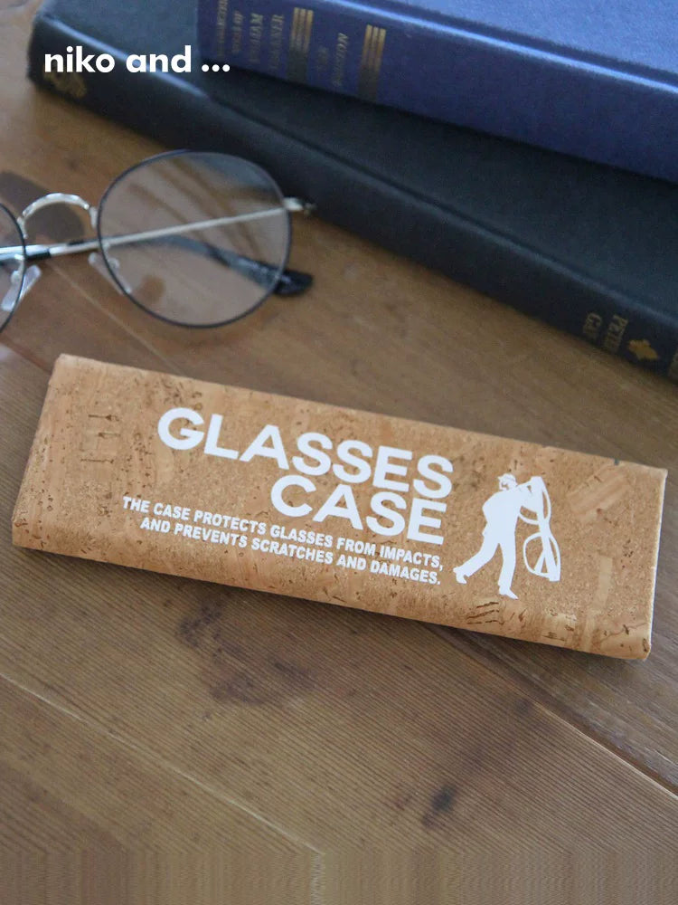 Glasses Case print style with books and wire-frame glasses
