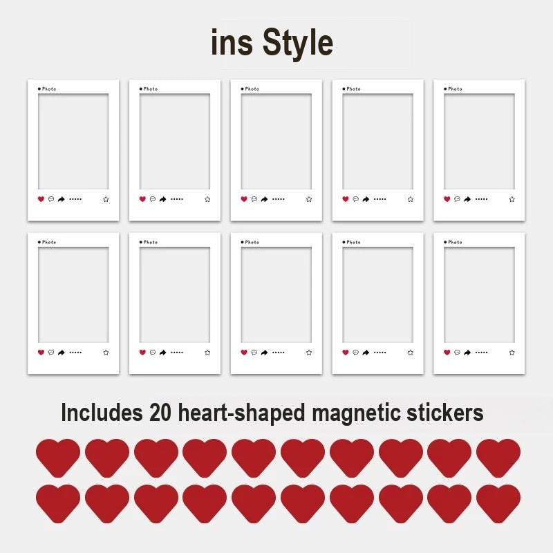 ELFINBOOK Ins style — 10 frames pack with heart magnets