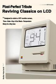 [detail] Maclock retro desk clock — pixel-perfect CRT screen tribute